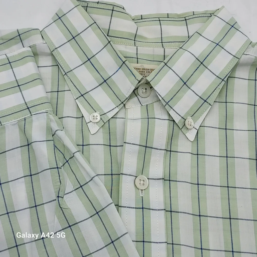 Banana Republic Mens Classic Fit Button Down Shirt Green Plaid Long Sleeve M
